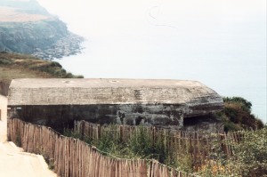 German bunkers built into the cliffs.