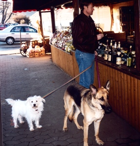 Buying a Mosel Riesling at a little stop along the river.