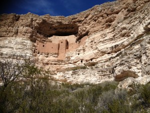 Montezuma Castle built circa 1100 into limestone cliffs.